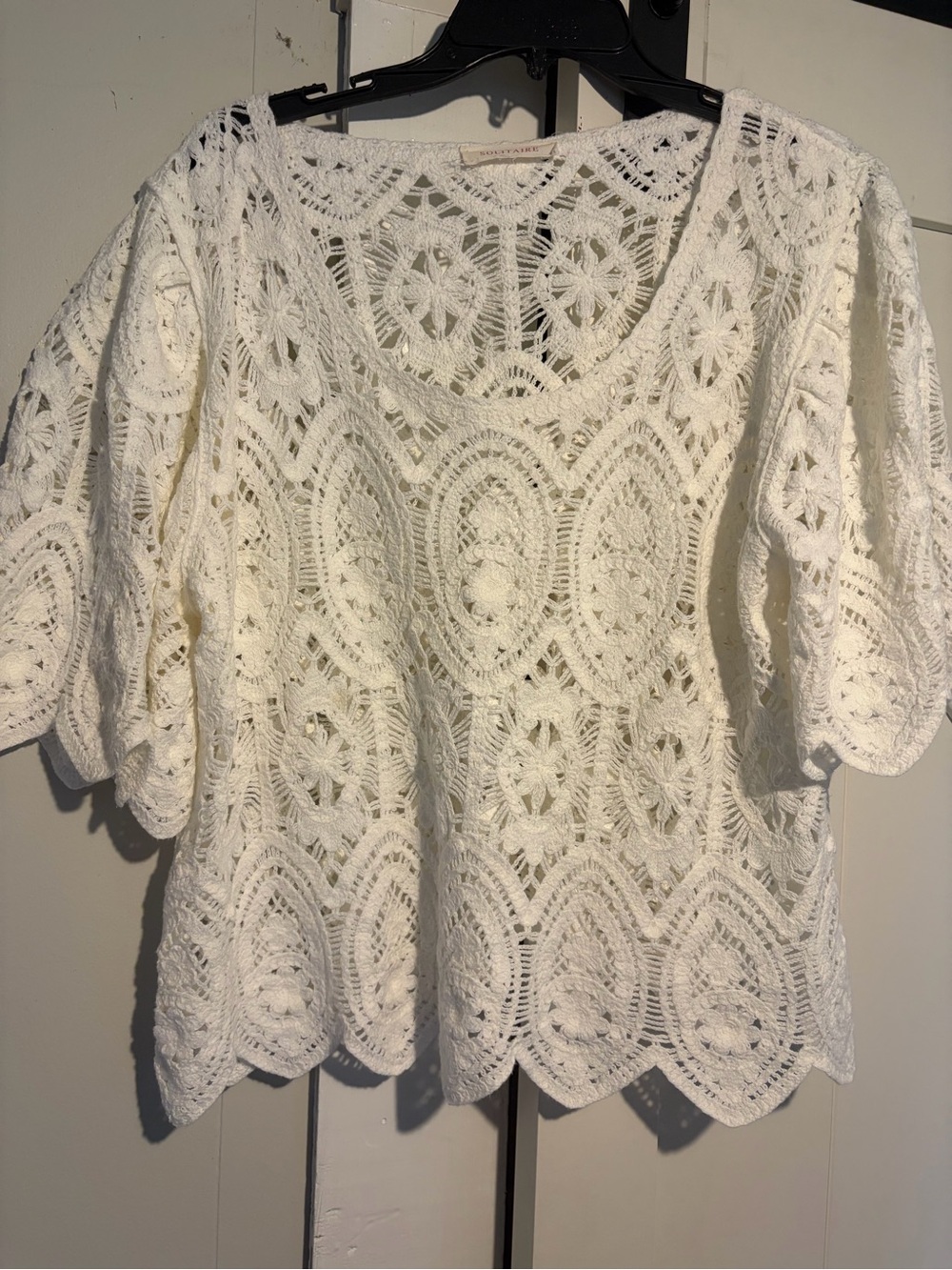 Solitaire White Crochet Lace Tunic Top
